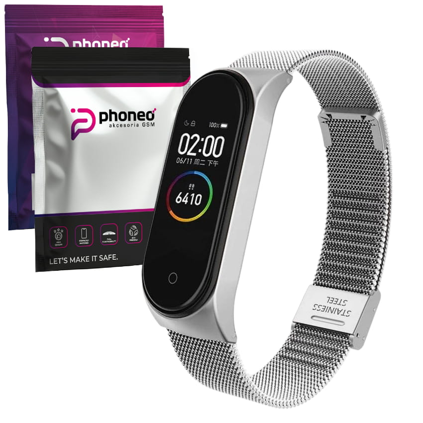 Opaska Bransoleta Phoneo® do Mi Band 3/4 - Srebrny