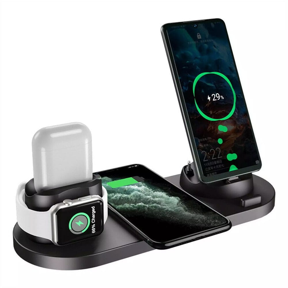 Stacja Ładująca Bezprzewodowa do Apple (6w1) - Czarny