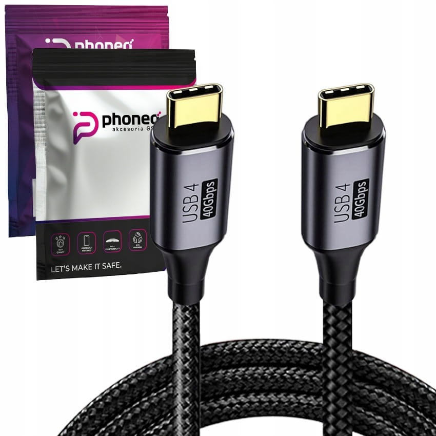 Kabel Phoneo® USB-C do USB-C, 40Gbps, Pleciony - 1 Metr