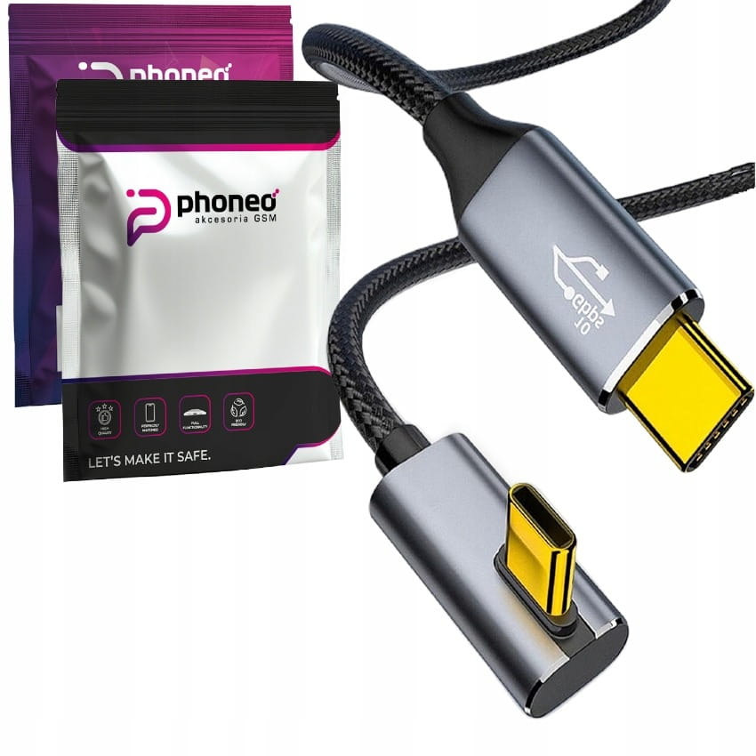 Kabel Phoneo® USB-C - USB Kątowy 90 Fast Charge 10GBPS 4K 1m