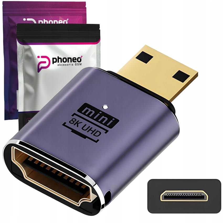 Adapter Prosty Phoneo® HDMI do Mini HDMI 48GBPS 8K 60Hz C1 - przesył obrazu 8K