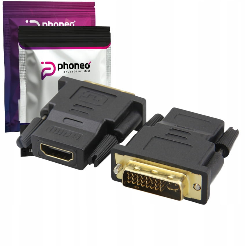 ADAPTER PRZEJŚCIÓWKA DVI na HDMI Full HD GOLD — połączenie DVI-D do HDMI