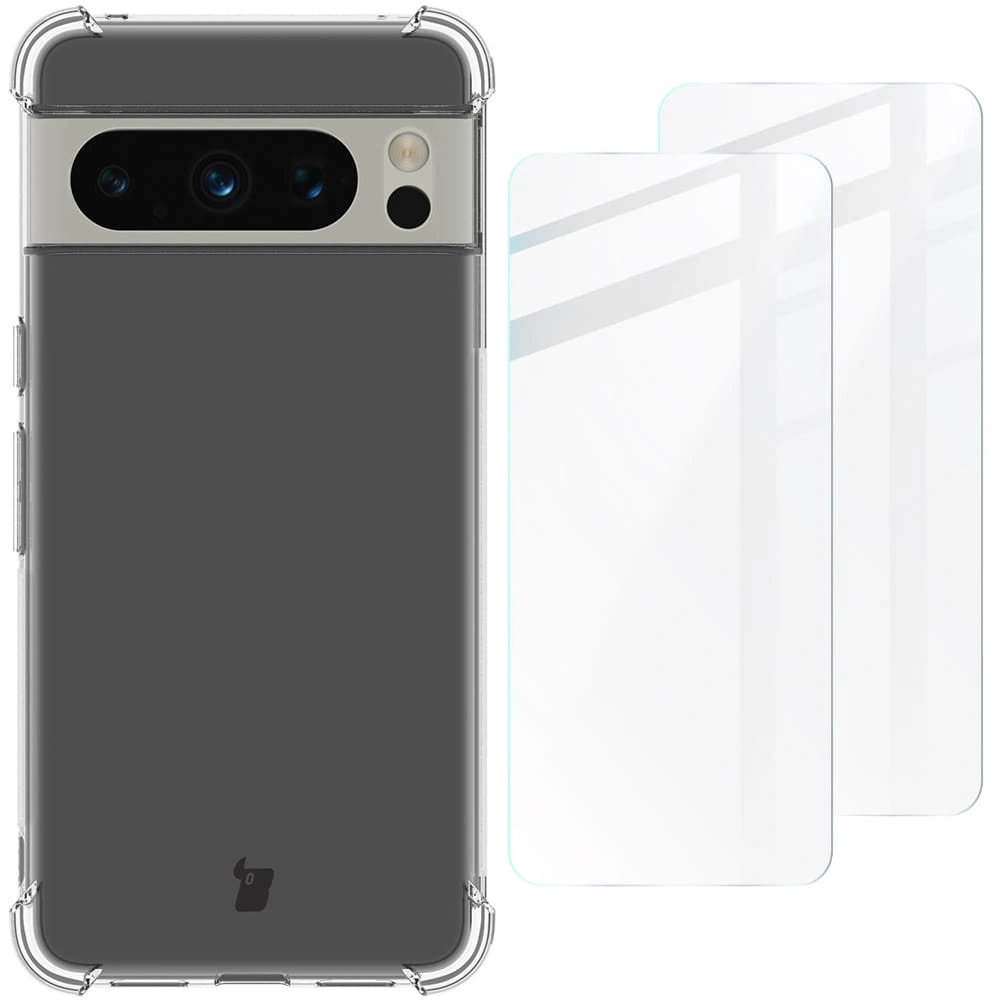 Bizon Case Clear Pack case + 2x screen glass Google Pixel 8 Pro clear