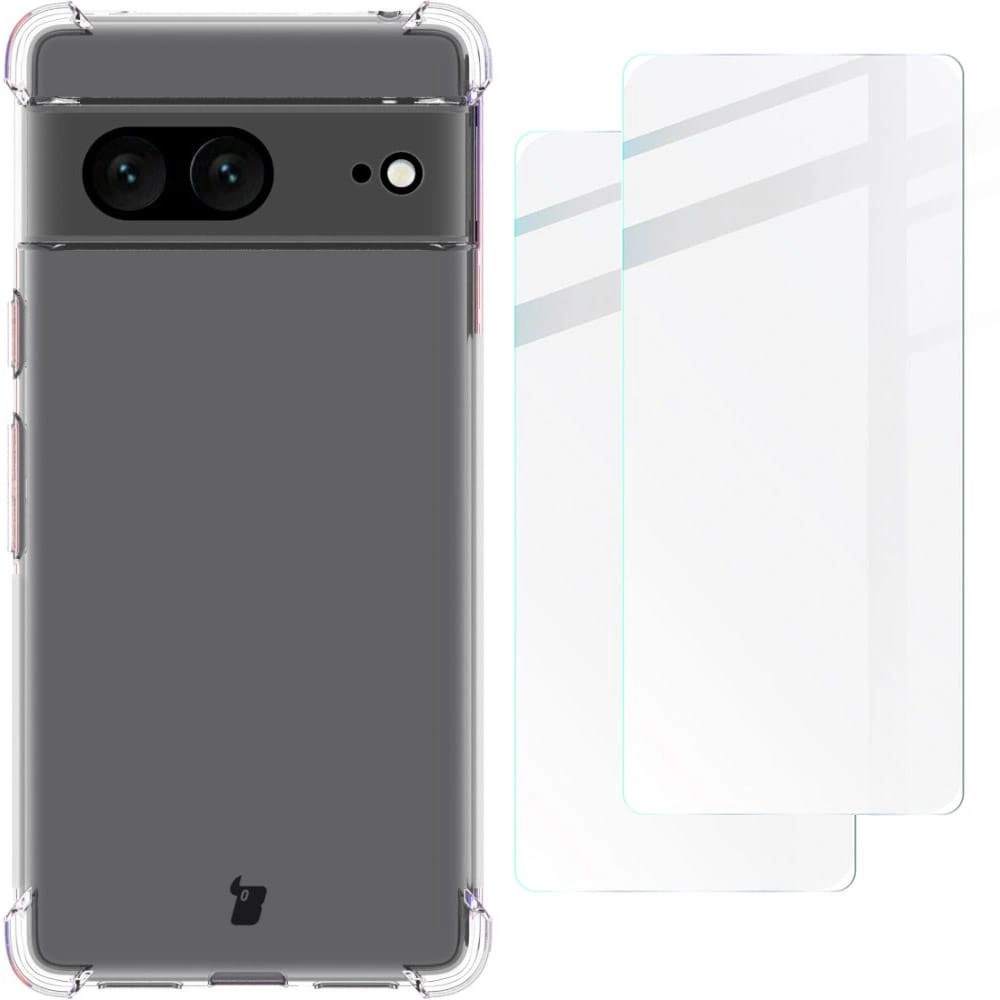 Bizon Case Clear Pack case + 2x screen glass Google Pixel 7 clear