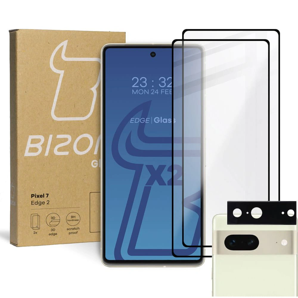 BIZON Edge 2 2x screen glass + camera glass Google Pixel 7