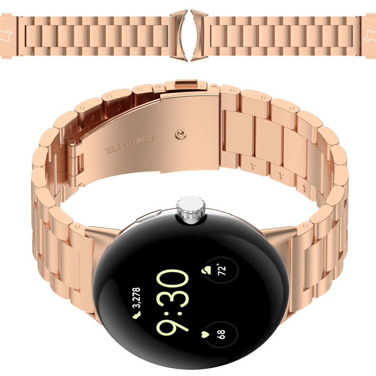 Bizon Strap Watch Aura Google Pixel Watch 3 45 mm rose gold