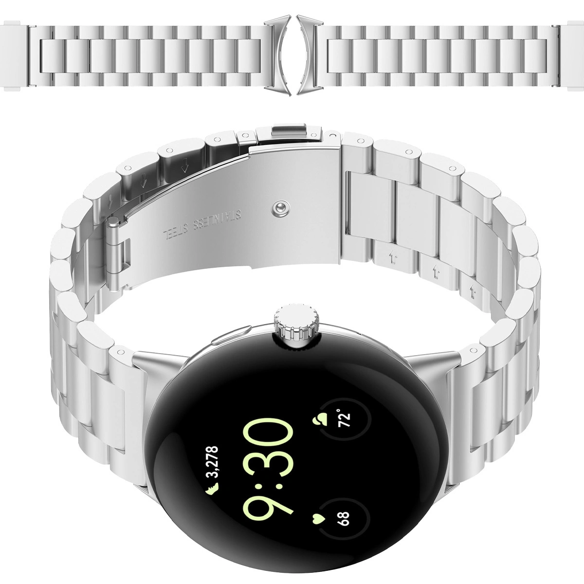 Bizon Strap Watch Aura Google Pixel Watch 3 45 mm silver