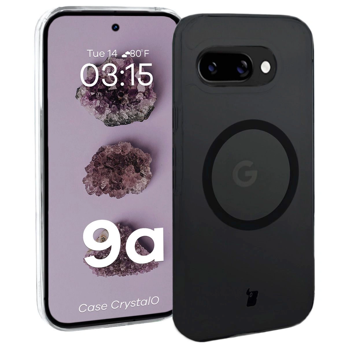 Bizon Case CrystalO Google Pixel 9a — ochrona z wbudowanym pierścieniem