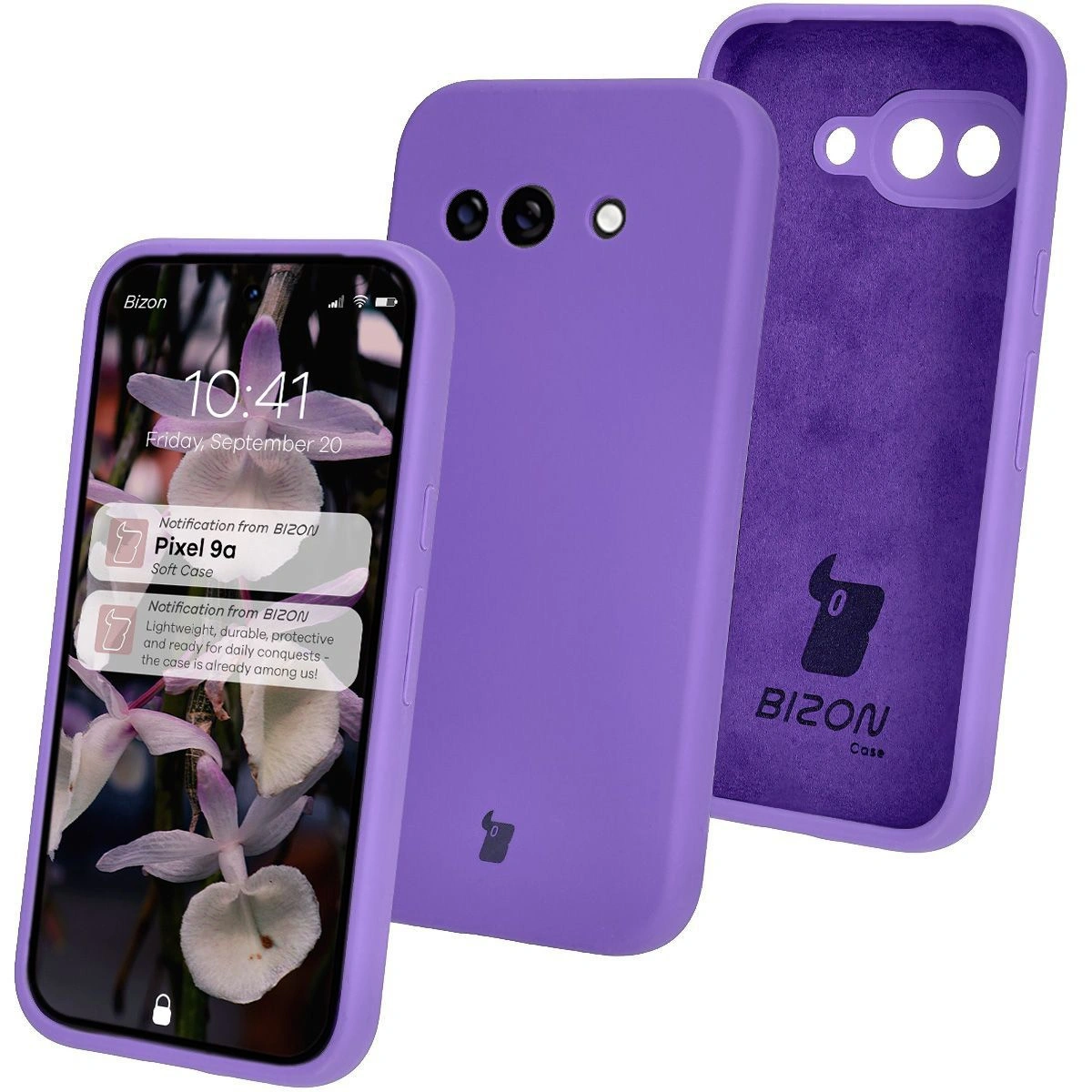 Bizon Soft Case Google Pixel 9a — stylowa ochrona w kolorze Grape
