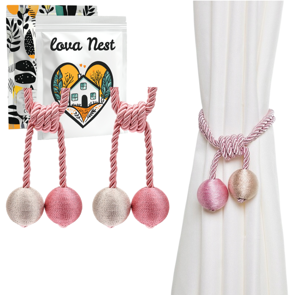 Upięcie do Zasłon i Firan - 2 szt. - Plecionka Boho, Kule