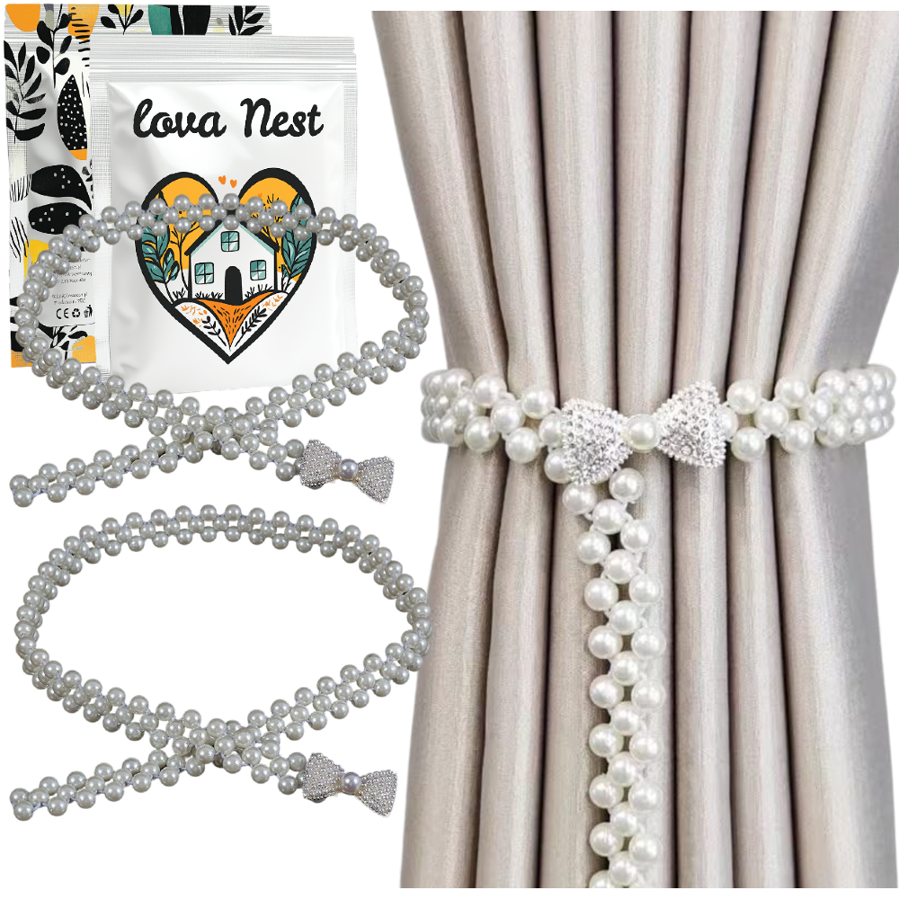 Upięcie do Zasłon i Firan - 2 szt. - Srebrne Kokardki