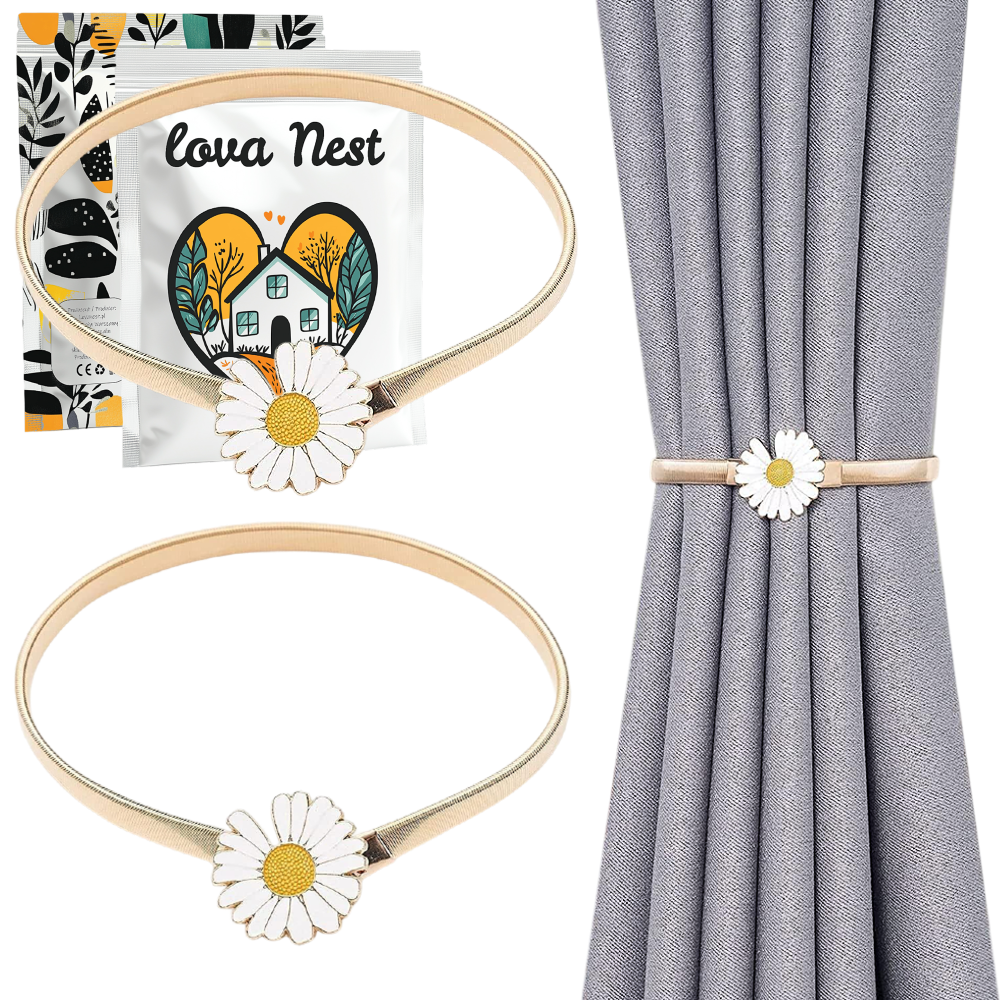 Upięcie do Zasłon i Firan - 2 szt. - Złote Stokrotki