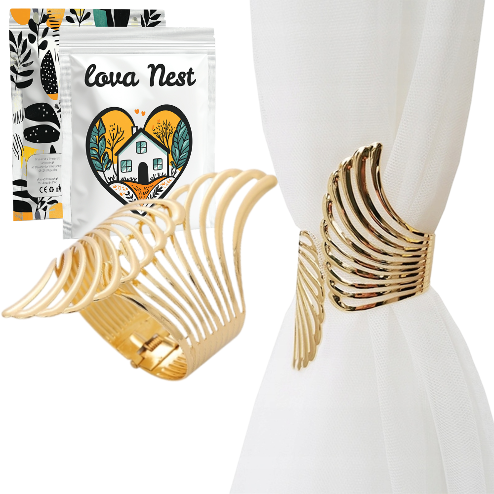 Upięcie do Zasłon, Firan - Złota Klamra "Skrzydła" (1szt.)