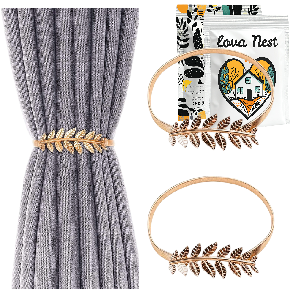 Upięcie Do Zasłon, Firan - Liść - Złoty - 2 szt.