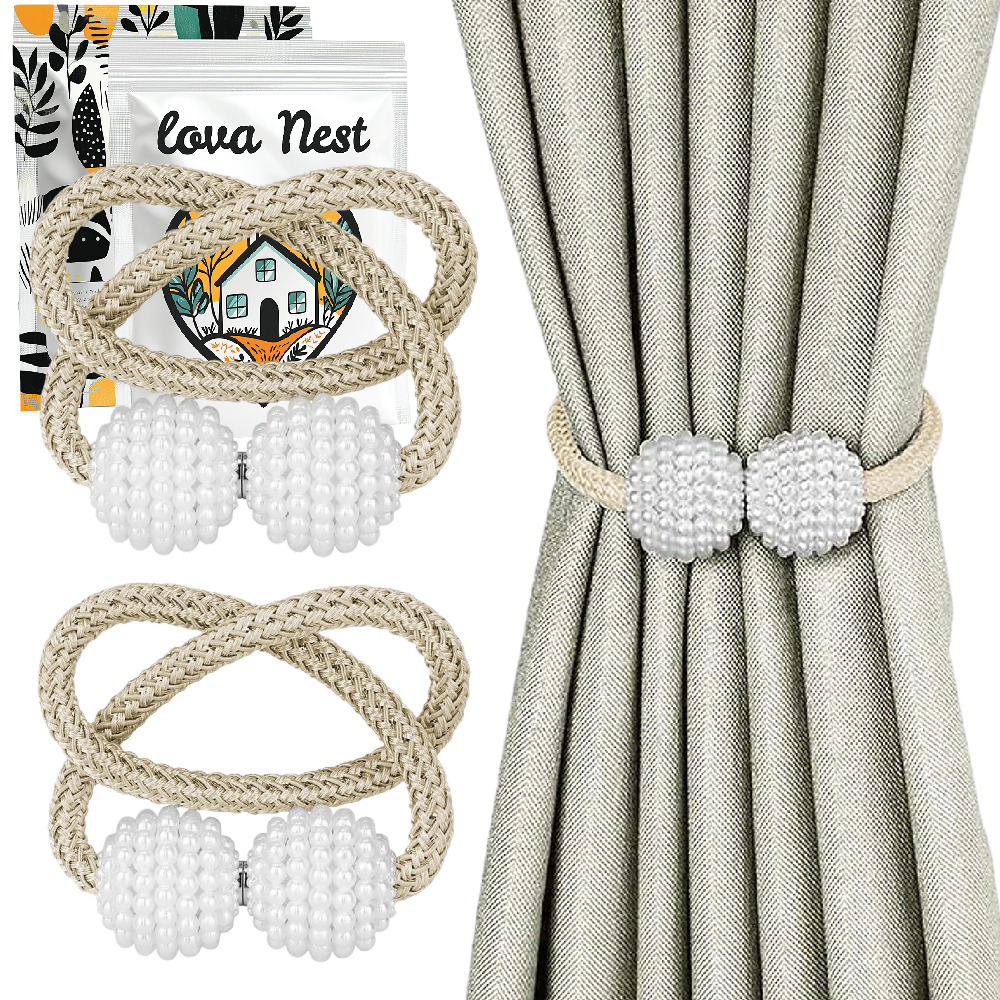 Upięcie do Zasłon i Firan - 2 szt. - Sznur Boho z Perłami