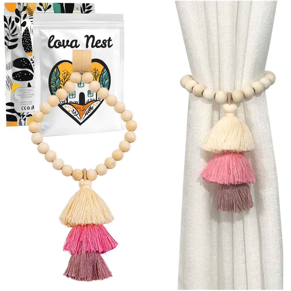 Upięcie do Zasłon i Firan - 1 szt. - Korale Boho z Frędzlami
