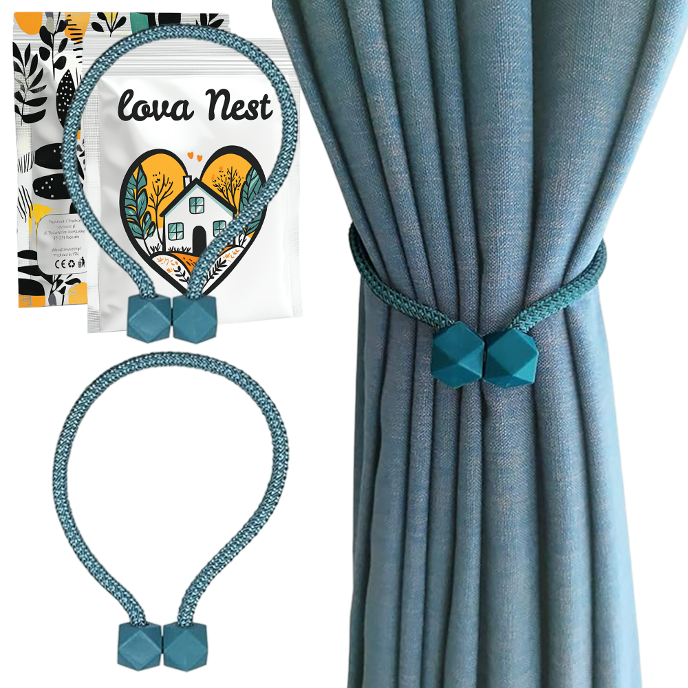 Upięcie do Zasłon i Firan - 2 szt. - Sznur Boho z Wielościanem