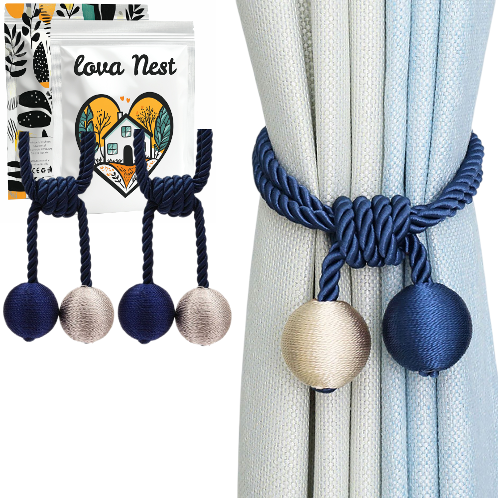 Upięcie do Zasłon i Firan - 2 szt. - Plecionka Boho, Kule