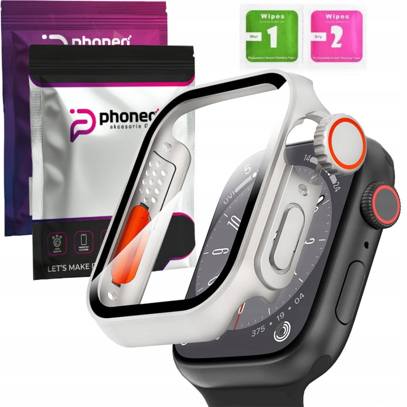 Etui 360 Case Phoneo® + Szkło do Apple Watch - 44 mm - Srebrny