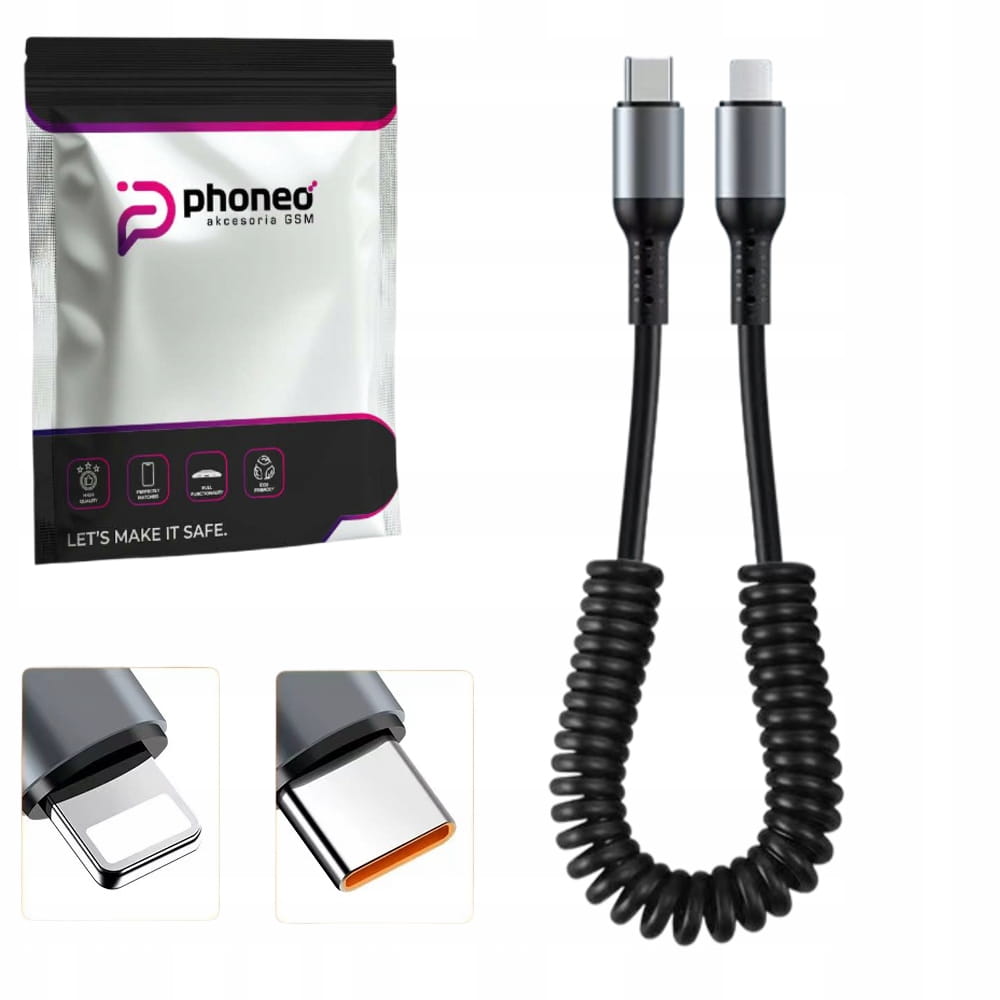 Kabel Phoneo® Sprężynka - USB-C do Lightning - 6A 150CM  