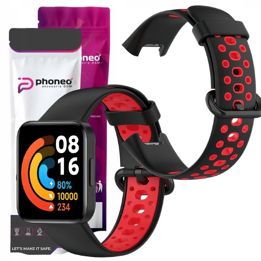 Pasek Silikonowy Phoneo® do Xiaomi Redmi Watch 2 Lite Czarno - Czerwony