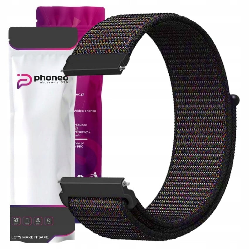 Uniwersalny pleciony pasek Phoneo®  do zegarka 22 mm - Czarno - Pomarańczowy