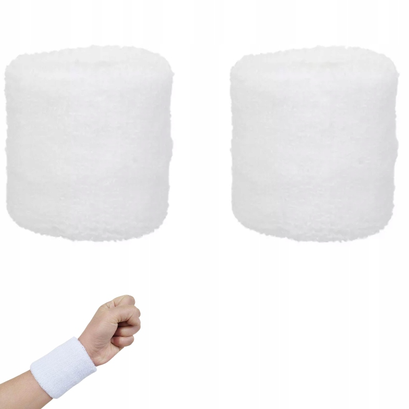 Opaska Sportowa na Nadgarstek, Frotka - 2szt. - Biała