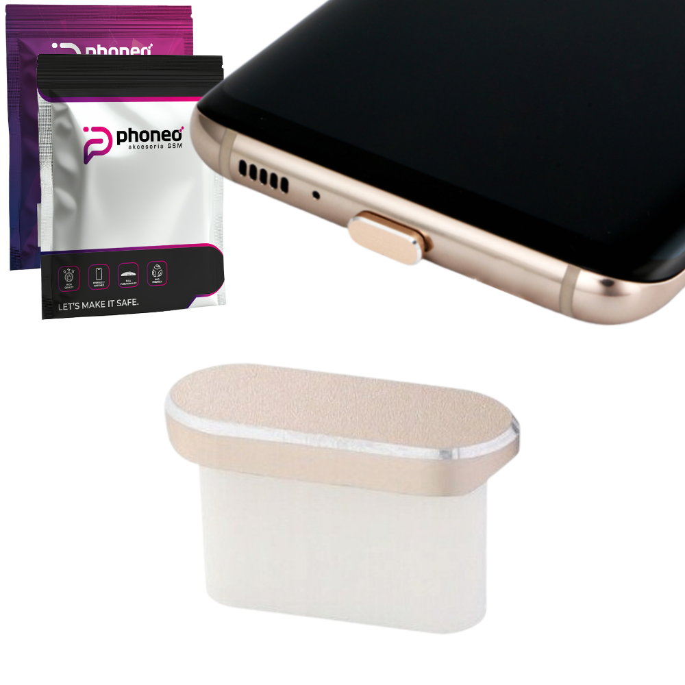 Zaślepka / Zatyczka Przeciwkurzowa do Portu Ładowania - USB-C - Złota