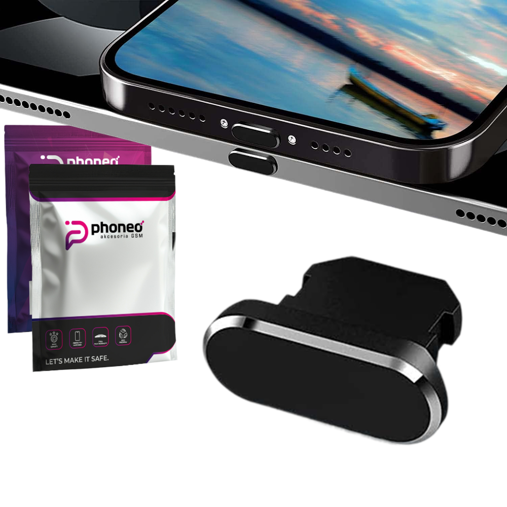 Zaślepka / Zatyczka Przeciwkurzowa do Portu Ładowania - Lightning - Czarny