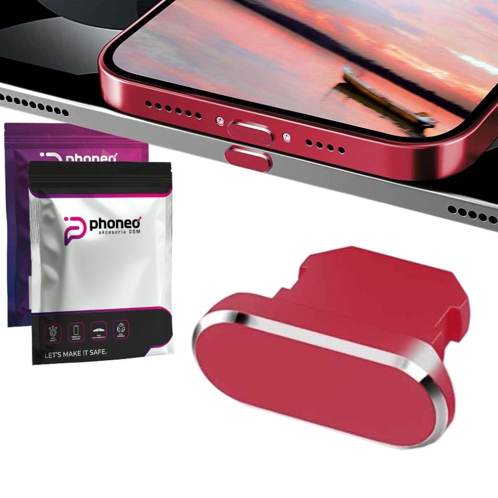 Zaślepka / Zatyczka Przeciwkurzowa do Portu Ładowania - Lightning - Czerwony