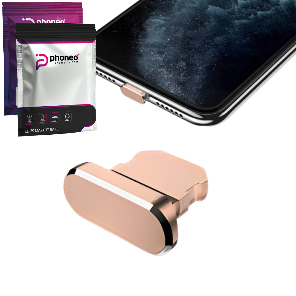 Zaślepka / Zatyczka Przeciwkurzowa do Portu Ładowania - Lightning - Złoty