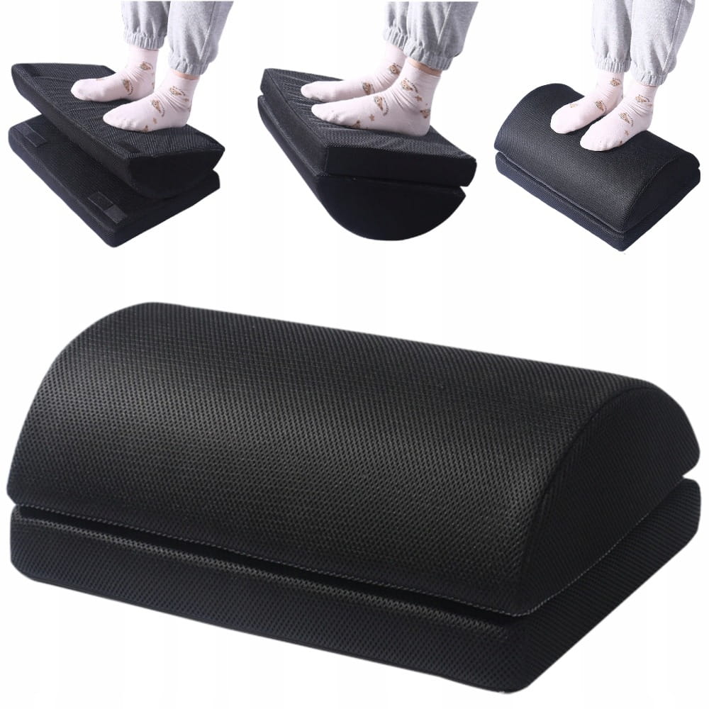 Podnóżek Biurowy pod Nogi - Materiałowy - Regulowany - Czarny