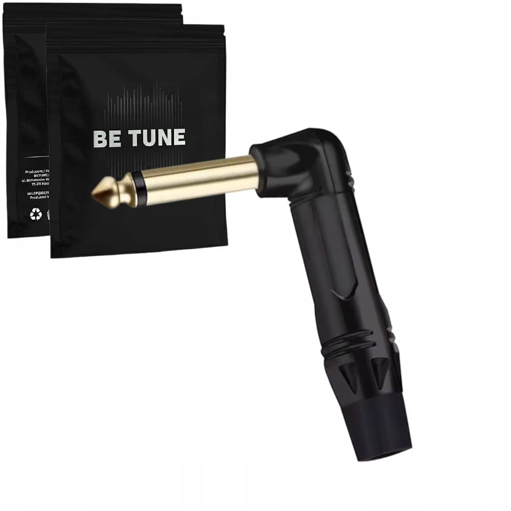 Betune® Wtyk Kątowy Jack Duży 6.3mm HQ Mono - 2 PIN - Pozłacany