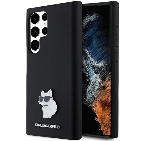 Karl Lagerfeld KLHCS24LSMHCNPK Samsung Galaxy S24 Ultra hardcase Silicone Choupette Metal Pin black