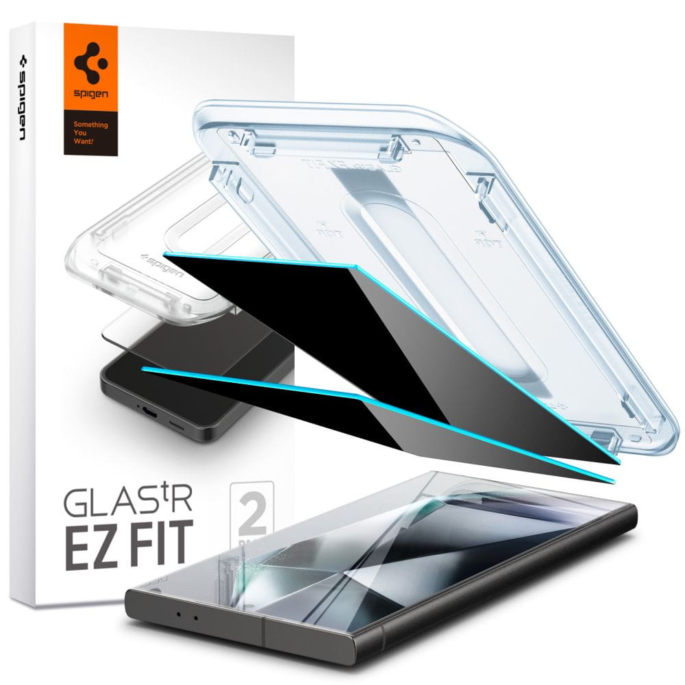 Spigen GLAS.tR ez Fit Samsung Galaxy S24 Ultra Privacy [2 PACK] — łatwy montaż i ochrona prywatności