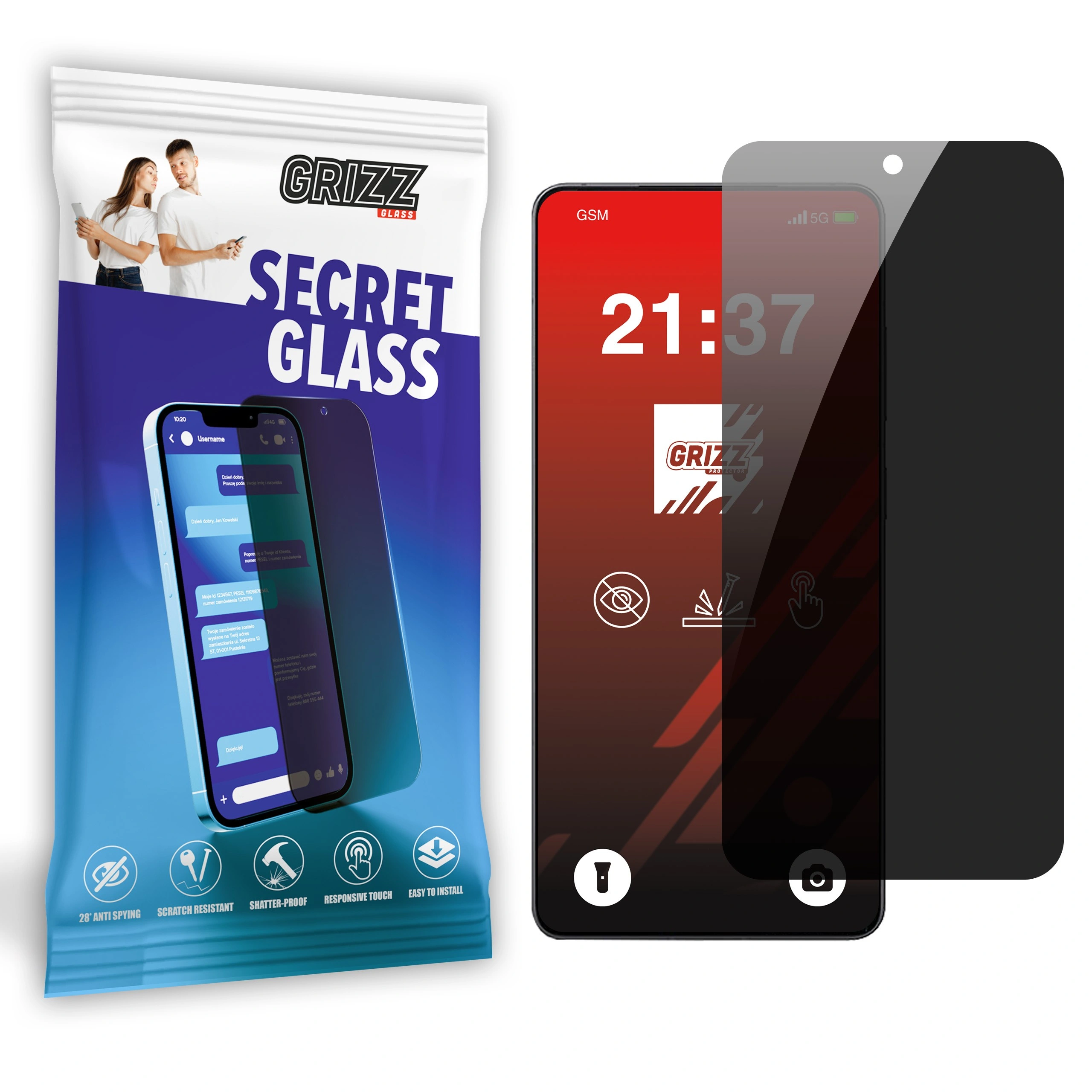 GrizzGlass Matte SecretGlass OnePlus Ace 5 — matowe szkło z filtrem prywatności