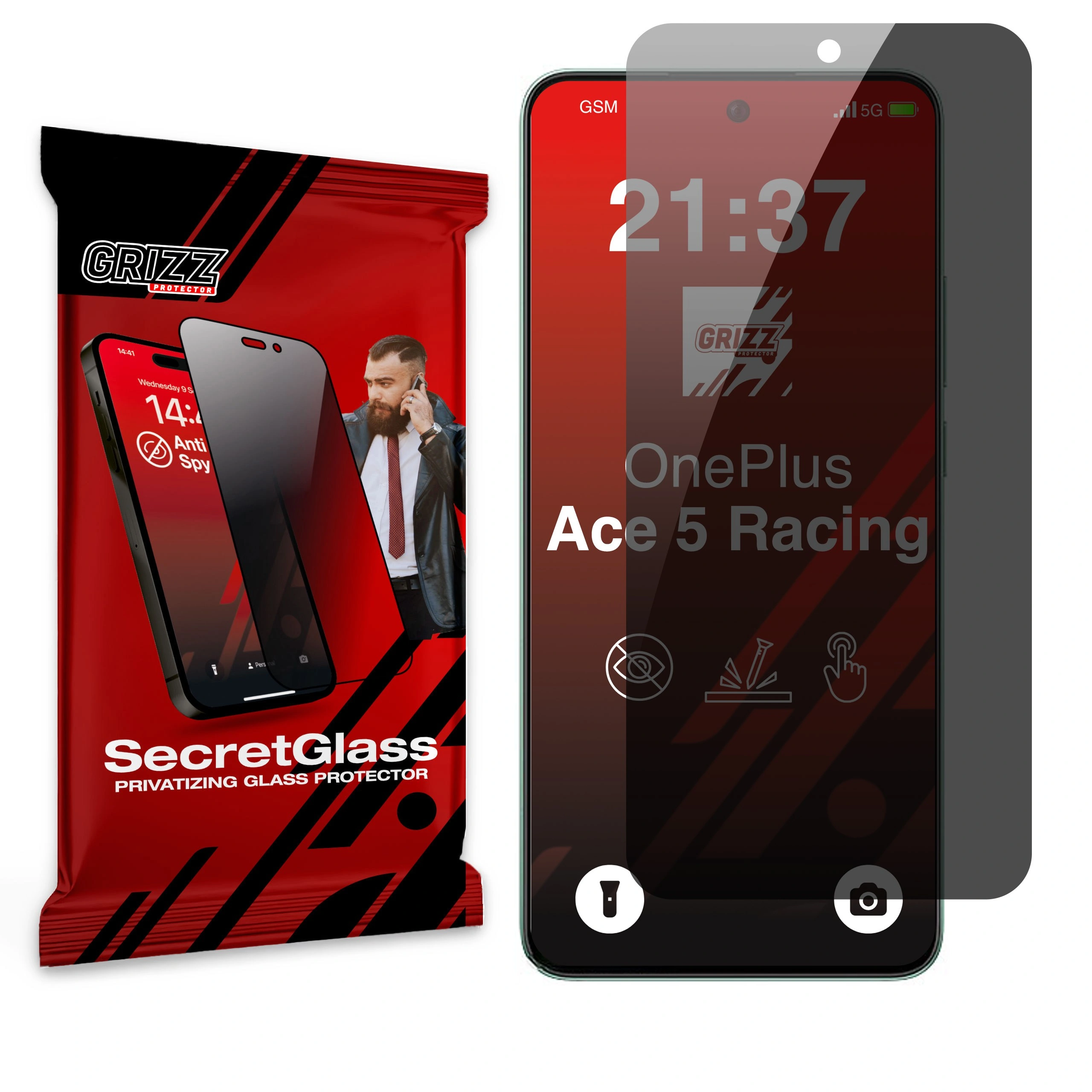 GrizzGlass Matte SecretGlass OnePlus Ace 5 Racing — ochrona prywatności i wytrzymałość