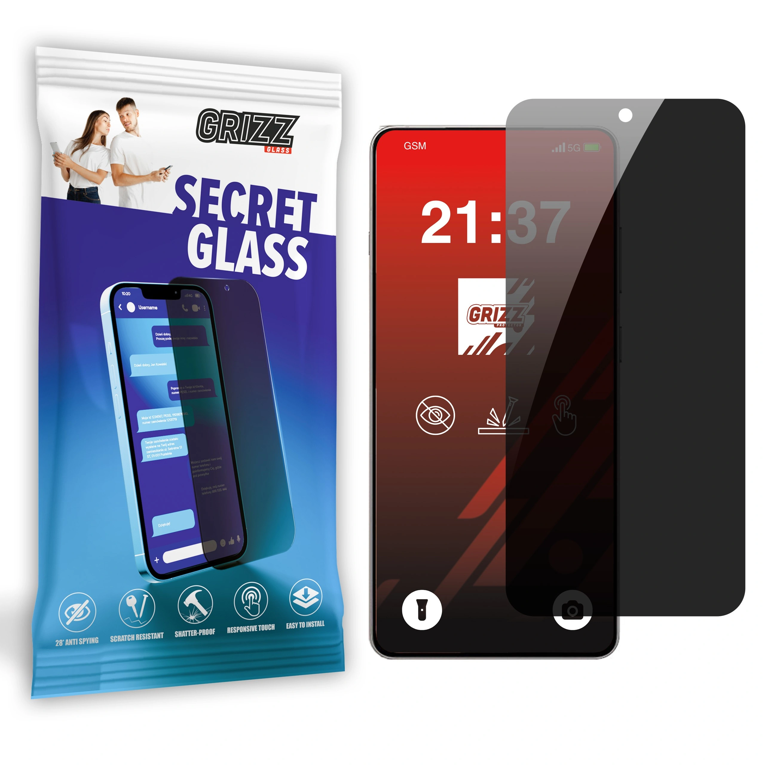 GrizzGlass Matte SecretGlass OnePlus 13R — szkło z filtrem prywatności