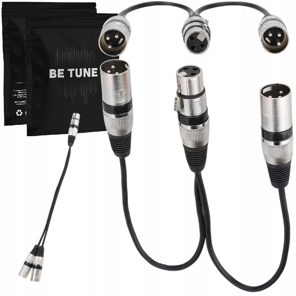 Kabel / Rozdzielacz XLR Mikrofonowy - 1x Żeński do 2x Męski 