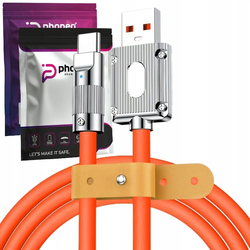 Kabel USB do USB-C 120W 7A - 1,5 Metra - Pomarańczowy