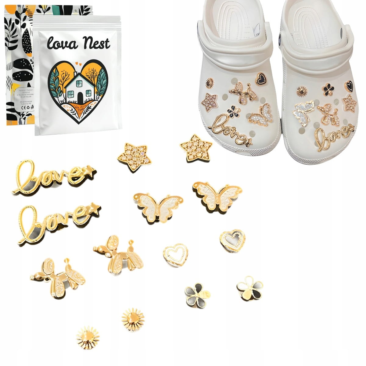 Wpinki, Przypinki na Buty Crocs - Motyl, Gwiazda, Glamour