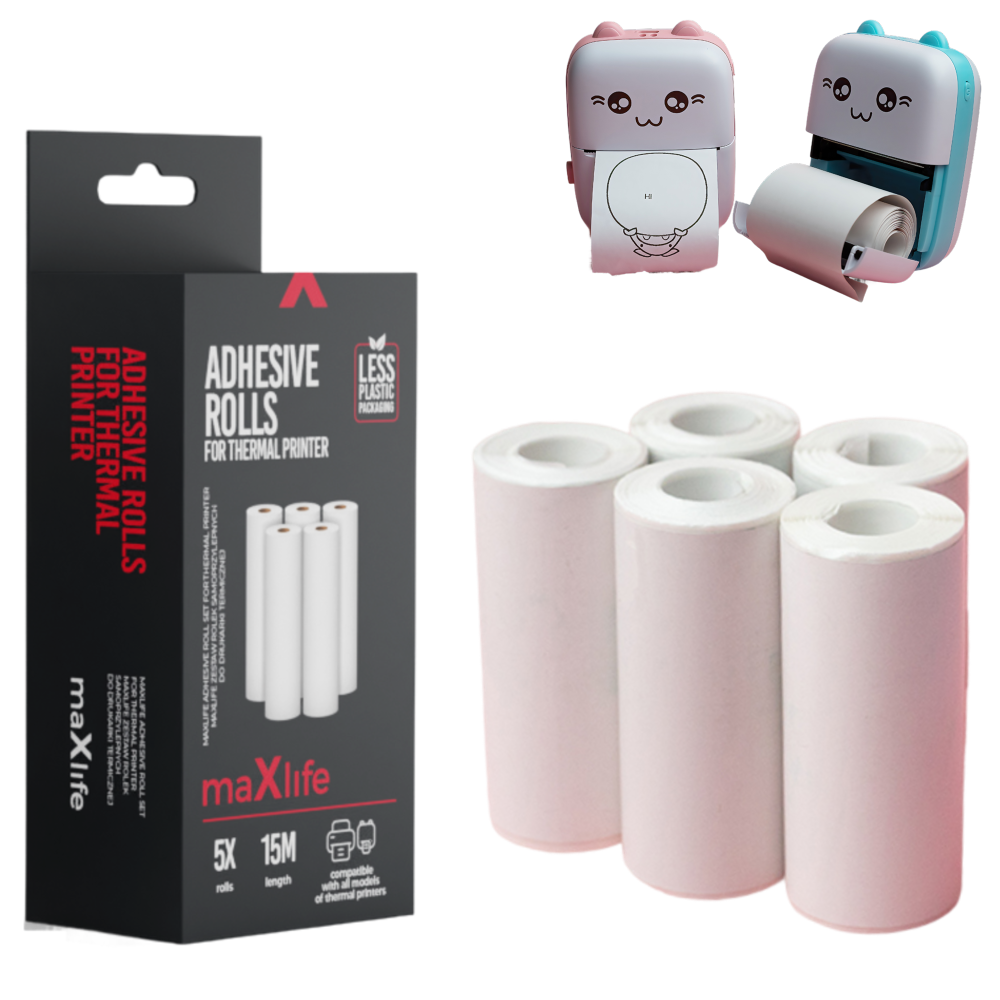  Zestaw Rolki Samoprzylepne do Drukarki Termicznej maXlife MXTP-100 - 5szt.