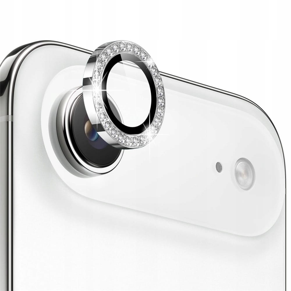 Ring z Cyrkoniami ze Szkłem Hartowanym na Obiektyw Aparatu - iPhone Air - Srebrny