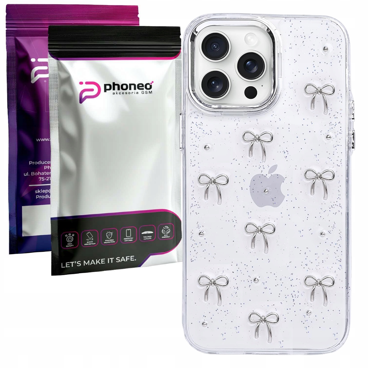 Etui Phoneo Glitter Bow - Apple iPhone 16 Pro Max