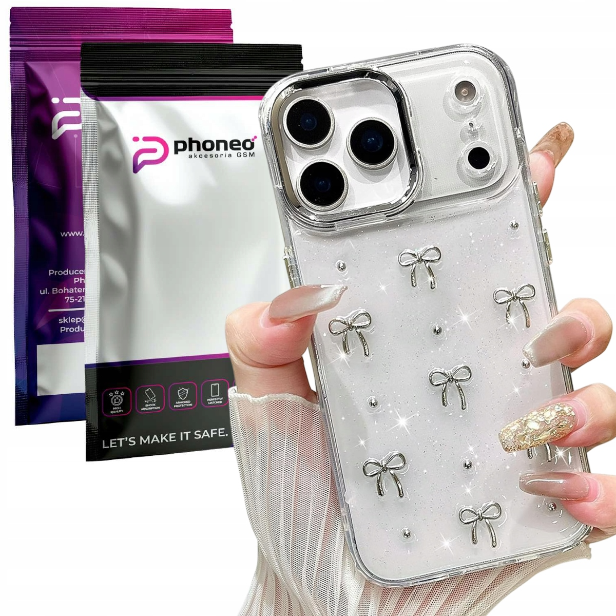 Etui Phoneo Glitter Bow - Apple iPhone 17 Pro