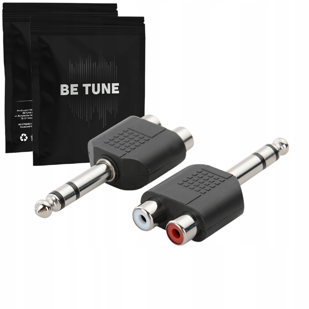 Betune® Adapter / Przejściówka 2x RCA Cinch do Jack 6,3mm 3pin