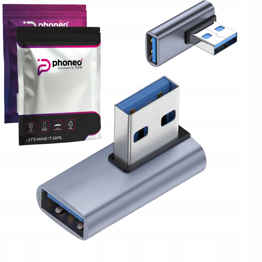 Adapter Phoneo USB → USB (3.1) Kątowy 90° v2 - porządek w ciasnych przestrzeniach