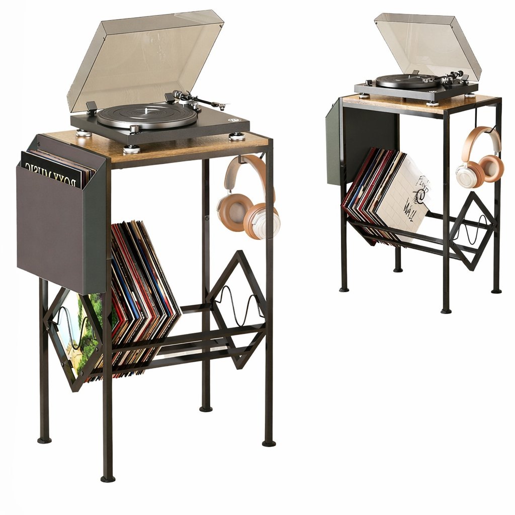 Stolik na Gramofon i Płyty Winylowe 